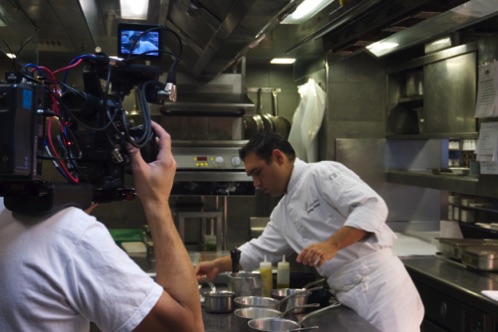 In the kitchen, Le Jules Verne Restaurant. Eiffel Tower, Paris In the kitchen, Le Jules Verne Restaurant. Eiffel Tower, Paris